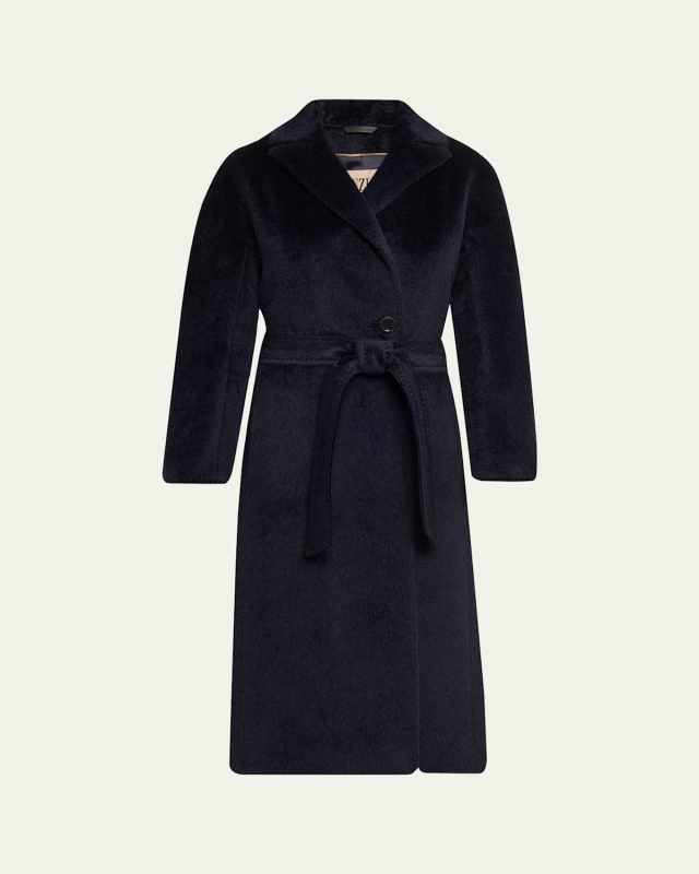 Pressed Alpaca Wool Blend Wrap Coat